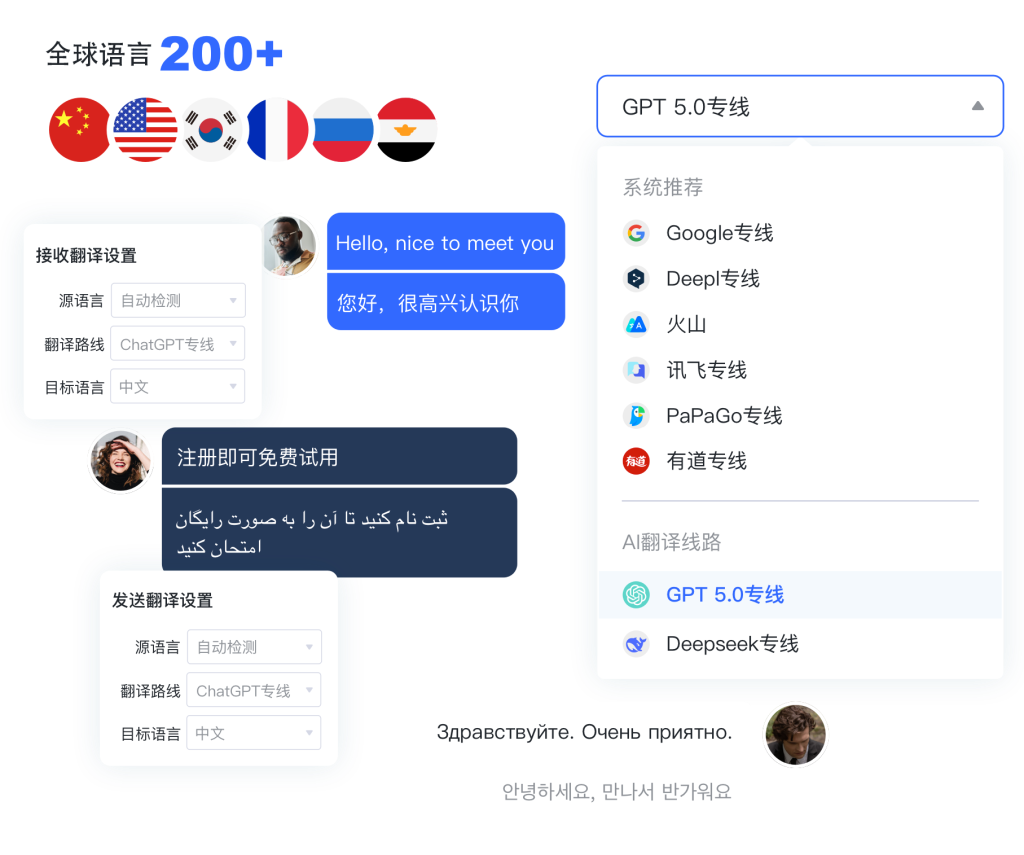 独角兽SCRM支持ChatGPT等翻译线路，翻译全球200+语种