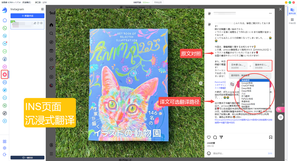 instagram页面沉浸式翻译
